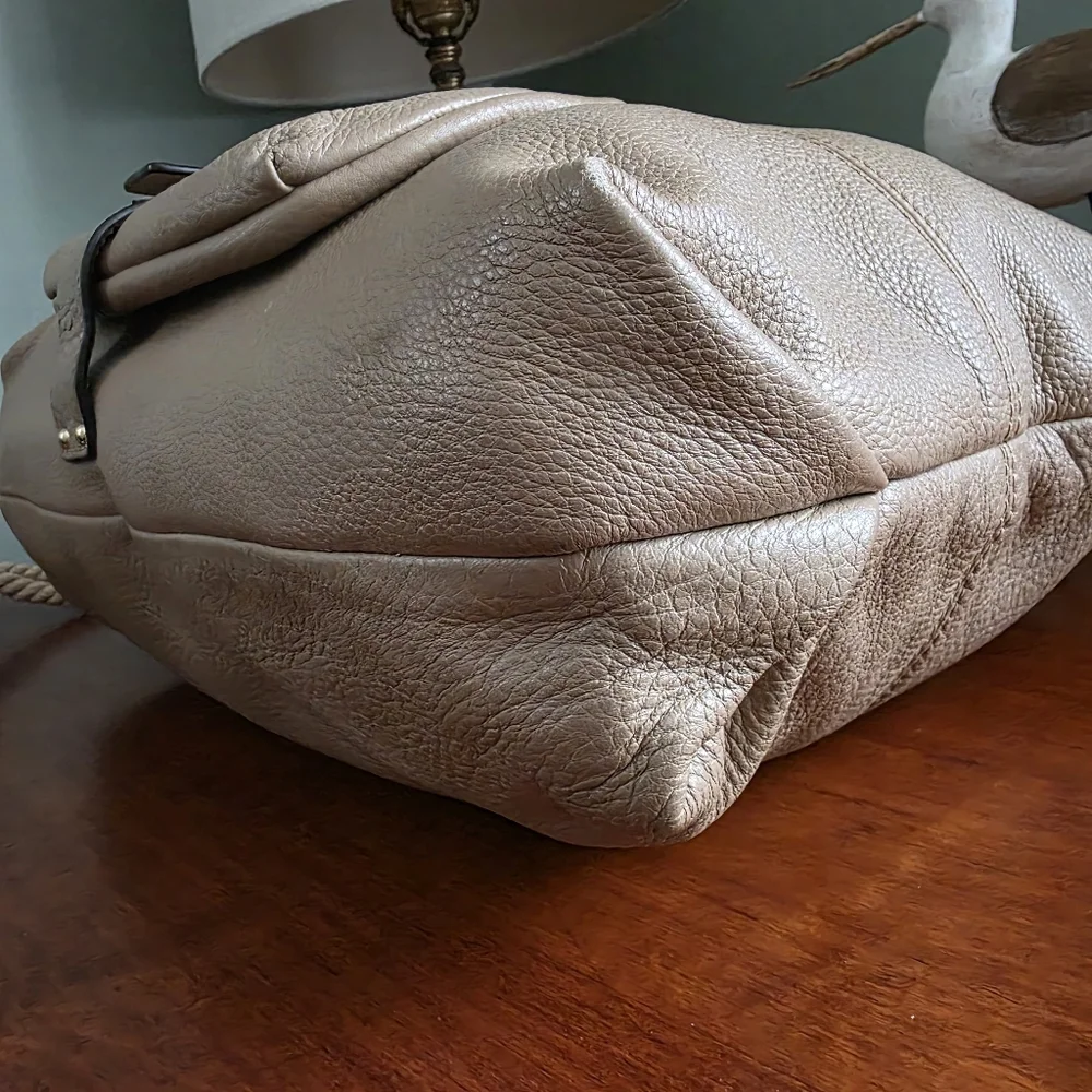 Michael Kors Austin Hobo Taupe Tan Pebbled Leather Shoulder Bag